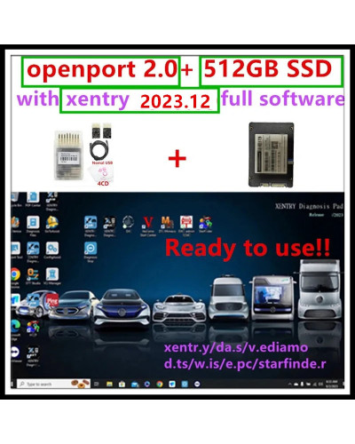 New 2023.12 xentry full software wih 512gb ssd Openport 2.0 ECU Chip T