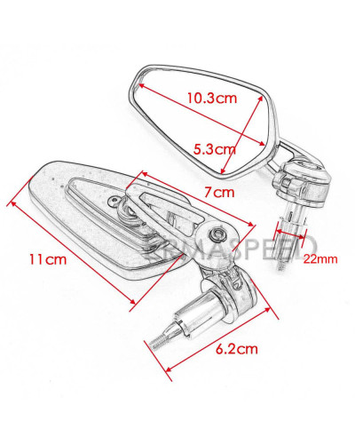 Espejos retrovisores CNC de 7/8 "y 22mm para motocicleta, espejo retro