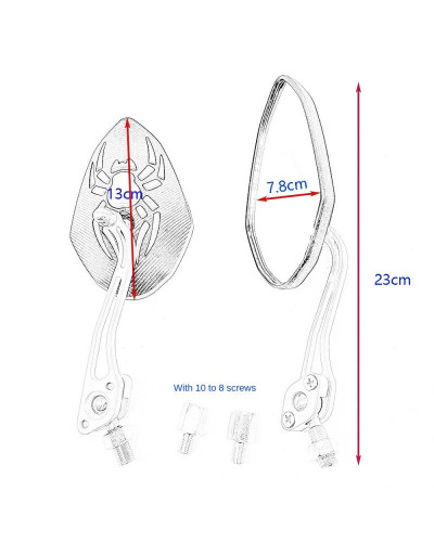 Espejos retrovisores de 10mm para moto, retrovisores laterales para ve