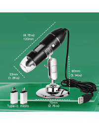 Cámara de microscopio Digital 1600X 3 en 1, microscopio electrónico portátil USB tipo C para soldadura, lupa LED para reparación