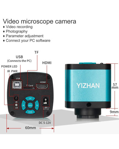 YIZHAN-Cámara de microscopio Monocular de Video Digital, 48MP, 4K, USB, HDMI, VGA, Zoom continuo 180X, herramientas de reparació