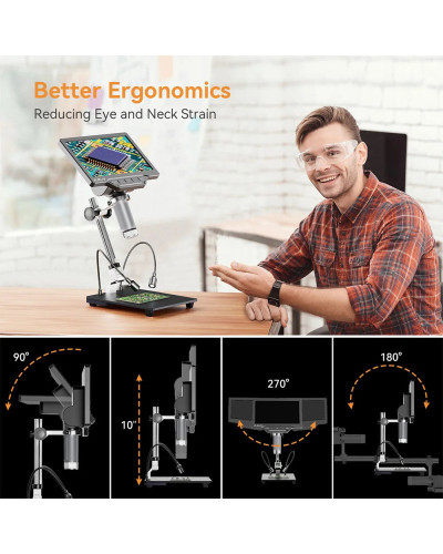 Elikliv-Microscopio Digital EDM201 SE 1200X, 7 ", reparación de soldadura electrónica, Microscopio de joyería de monedas con sop