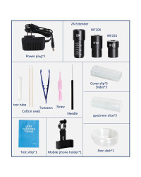 Zoom-microscopio biológico HD 2000x, accesorios de 13 piezas, ocular electrónico, monocular, laboratorio de estudiantes, educaci