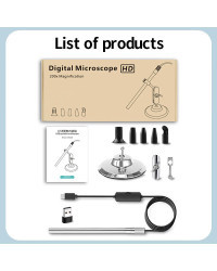 Cámara de microscopio Digital de mano, cámara de inspección USB HD 1080P, microscopios de aumento 50x-200x con 8 LED para tipo-c