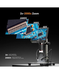 Elikliv-microscopio Digital EM4K 4K HDMI para electrónica, 8 ", 2000X, soldadura para reparación de inspección de PCB con soport