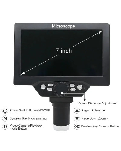 Microscopio Digital portátil con pantalla LCD de 7 pulgadas, dispositivo electrónico de 12MP para soldar, inspección PCB, Zoom c