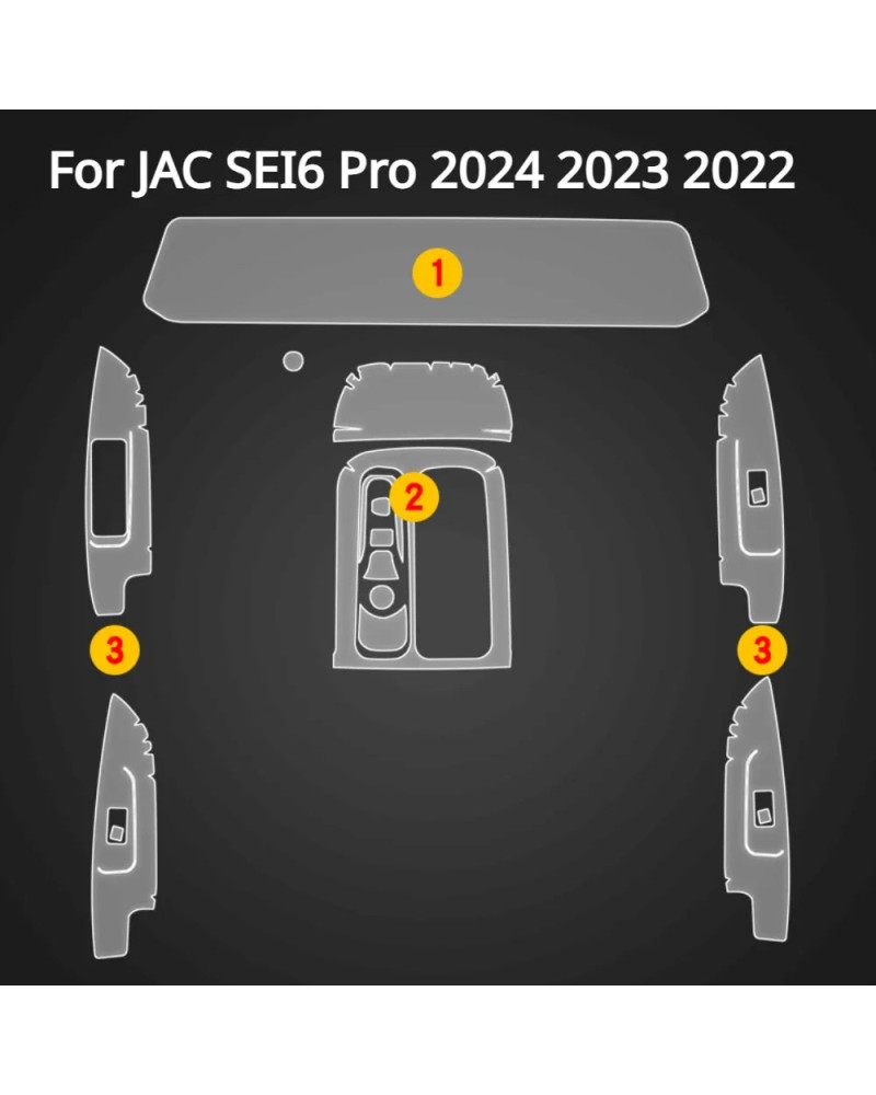 Panel de engranajes de TPU transparente para consola central JAC SEI6 