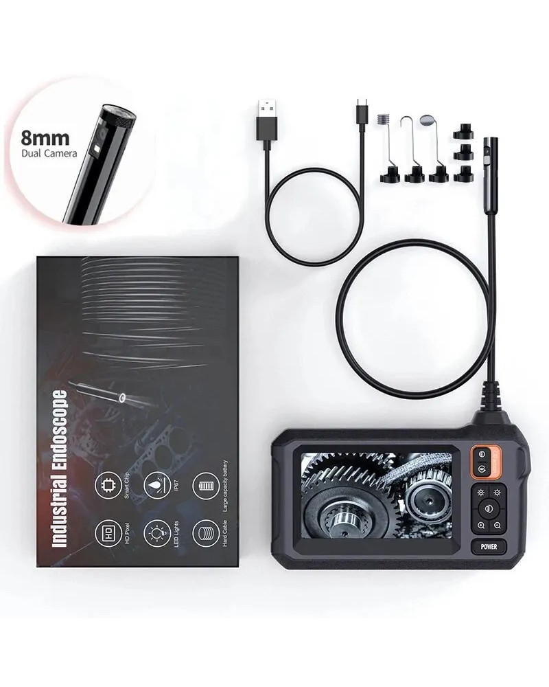 Industrial Endoscope Camera 8mm HD1080P 4.3inch IPS Screen 1080P Pipe 