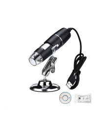 Microscopio Digital portátil de mano, dispositivo electrónico con 8 LED y soporte, interfaz USB, 1600X, 1000X