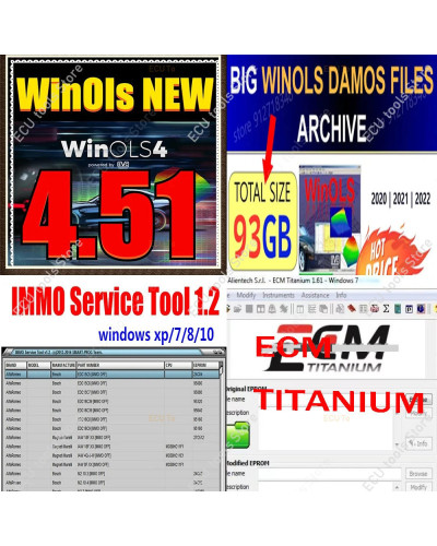 WinOLS 4.51 Full Version With 93GB WINOLS DAMOS +ECM TITANIUM 1.61 +Im