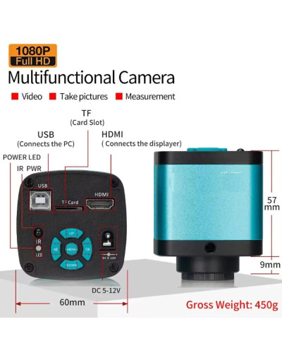 Cámara microscópica de vídeo 1080P 48MP 4K 2K HDMI USB Zoom 150X c-mount Lens, gran visión para reparación de teléfonos, adquisi