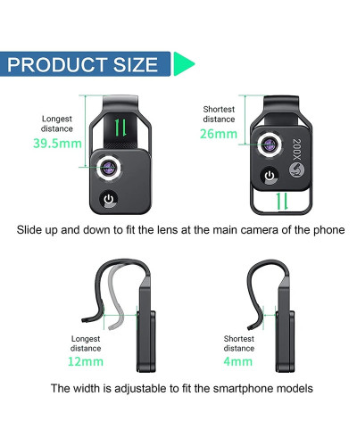 Accesorio de microscopio para teléfono móvil con lente CPL, Mini microscopio Digital portátil con luz LED/Clip Universal, 200X