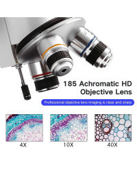 Microscopio biológico óptico Monocular 40X-4000X, microscopio para enseñanza de ciencias y Biología Experimental, escuela primar