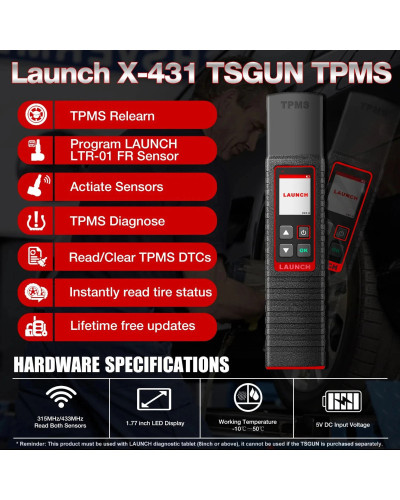 Launch X431 TSGUN TPMS 315/433 MHZ, herramienta de diagnóstico de inspección de presión de neumáticos de coche, 2 en 1, Sensor R