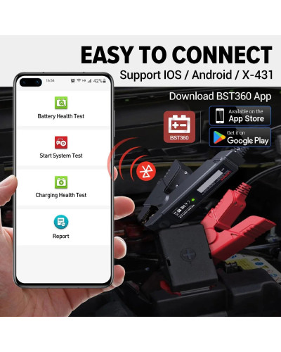 LAUNCH-probador de voltaje de batería de coche BST360, herramientas de escáner de carga de arranque automotriz, Bluetooth, 6V, 1