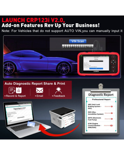 LAUNCH-herramienta de diagnóstico X431 CRP123i V2.0 para coche, escáner OBD2 de transmisión ABS SRS, 4 sistemas de escaneo + 7 r