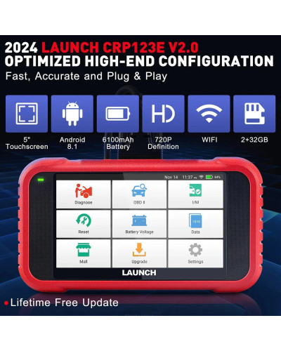 Launch-escáner X431 CRP123E V2.0 OBD2, herramientas de escaneo de diagnóstico de transmisión, 4 sistemas de motor, ABS, SRS, 7 r