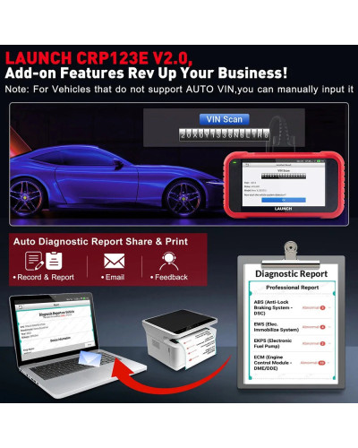 Launch-escáner X431 CRP123E V2.0 OBD2, herramientas de escaneo de diagnóstico de transmisión, 4 sistemas de motor, ABS, SRS, 7 r