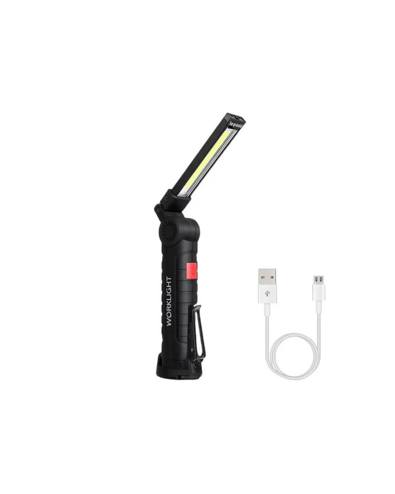 Luz de trabajo portátil COB LED, linterna magnética recargable por USB, lámpara colgante con batería integrada, linterna de Camp