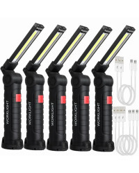 Luz de trabajo portátil COB LED, linterna magnética recargable por USB, lámpara colgante con batería integrada, linterna de Camp