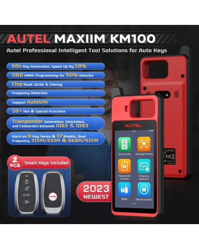 Autel-herramienta inmovilizadora de programación de llaves, dispositivo MaxiIM KM100, 2 piezas, Autel IKEY para generación de ll