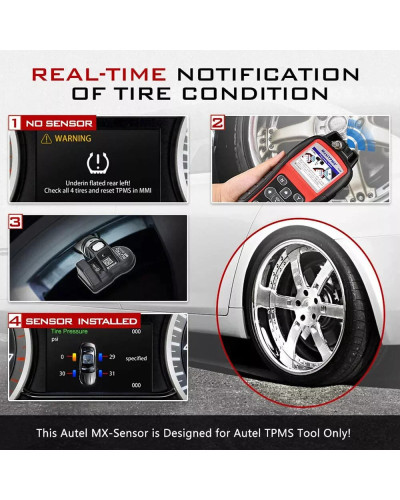 Autel-Sensor MX 433 315MHZ TPMS, herramientas de reparación de neumáticos, escáner MaxiTPMS Pad, probador de Monitor de presión 