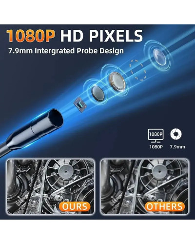 Industrial Endoscope Camera 8mm HD1080P 4.3inch IPS Screen 1080P Pipe 