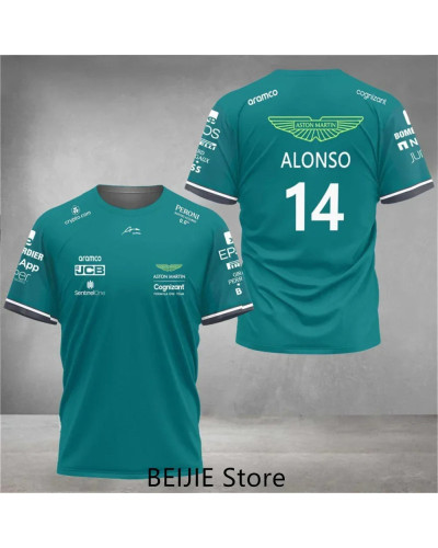 Camisetas del equipo Aston Martin de F1 para niños, camisetas de piloto de carreras español, ropa 3D para niños, gran oferta, ju