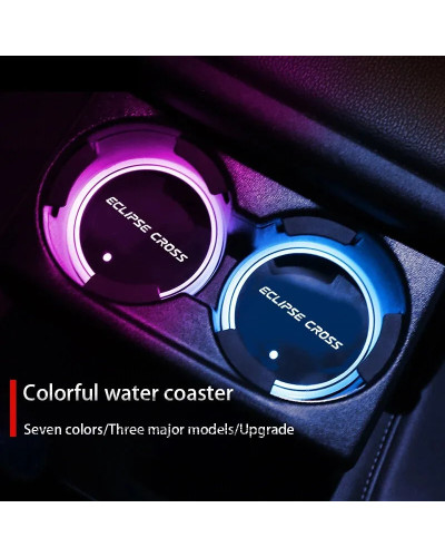 Portavasos de agua luminoso para coche, luz Led de ambiente para Mitsu