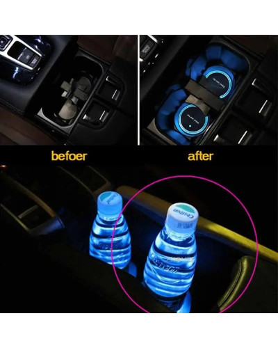 Portavasos de agua luminoso para coche, luz Led de ambiente para Mitsu