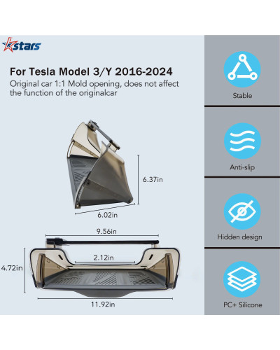 Caja de almacenamiento oculta debajo de la pantalla para Tesla Model Y