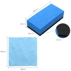 1/2pcs Car Ceramic Coating Sponge Applicator Glass Nano Wax Coat Sponges Blue Square Sponge and Cloth Car Cleaning Brush