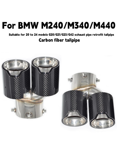 Punta de escape de fibra de carbono, 4 salidas, negro, para BMW 2021, 2022, 2023, G23, M440i, G20, G21, M340i, G42, M240i