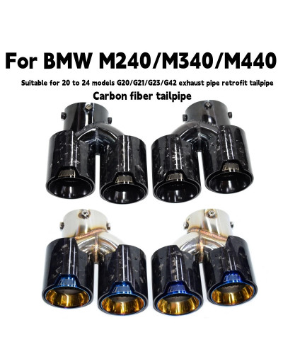 Punta de escape de fibra de carbono, 4 salidas, negro, para BMW 2021, 2022, 2023, G23, M440i, G20, G21, M340i, G42, M240i