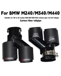 Punta de escape de fibra de carbono, 4 salidas, negro, para BMW 2021, 2022, 2023, G23, M440i, G20, G21, M340i, G42, M240i