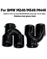 Punta de escape de fibra de carbono, 4 salidas, negro, para BMW 2021, 2022, 2023, G23, M440i, G20, G21, M340i, G42, M240i