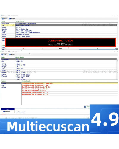 2023 MultiEcuScan V4.9 Auto Repair For Fiat Connector Multi-Ecu-Scan 4