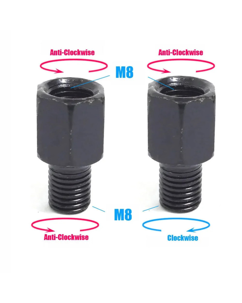 Adaptadores de espejos retrovisores negros para motocicleta, Perno de 
