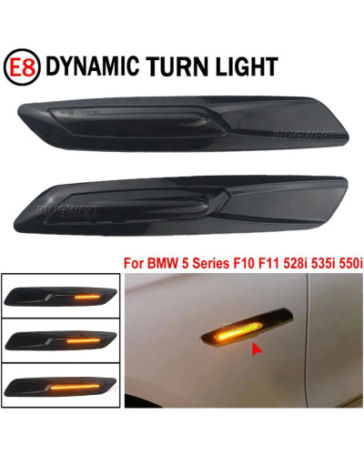 Indicador de guardabarros secuencial LED, marcador lateral, intermitente, luces de señal de giro para BMW serie 5, F10, F11, 528