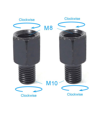 Par de adaptadores de espejo de motocicleta negros M10 10MM M8 8MM esp