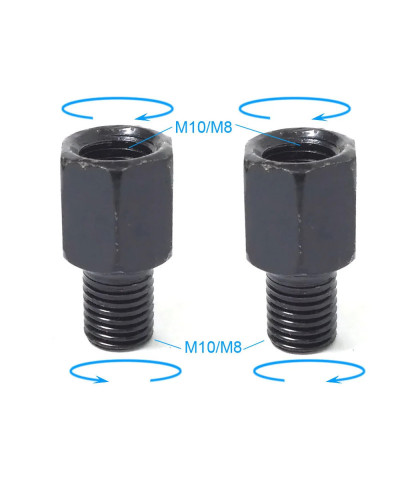 Par de adaptadores de espejo de motocicleta negros M10 10MM M8 8MM esp