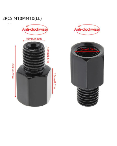 2 uds adaptador de espejo M8 M10 8mm 10mm Universal negro motocicleta 