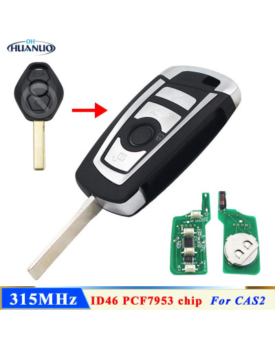 Llave remota abatible modificada, Chip ID46 PCF7953 de 315MHz/433MHz/868MHZ para BMW CAS2 1 3 5 6 Series E87 E90 E60 E63 E64 E66