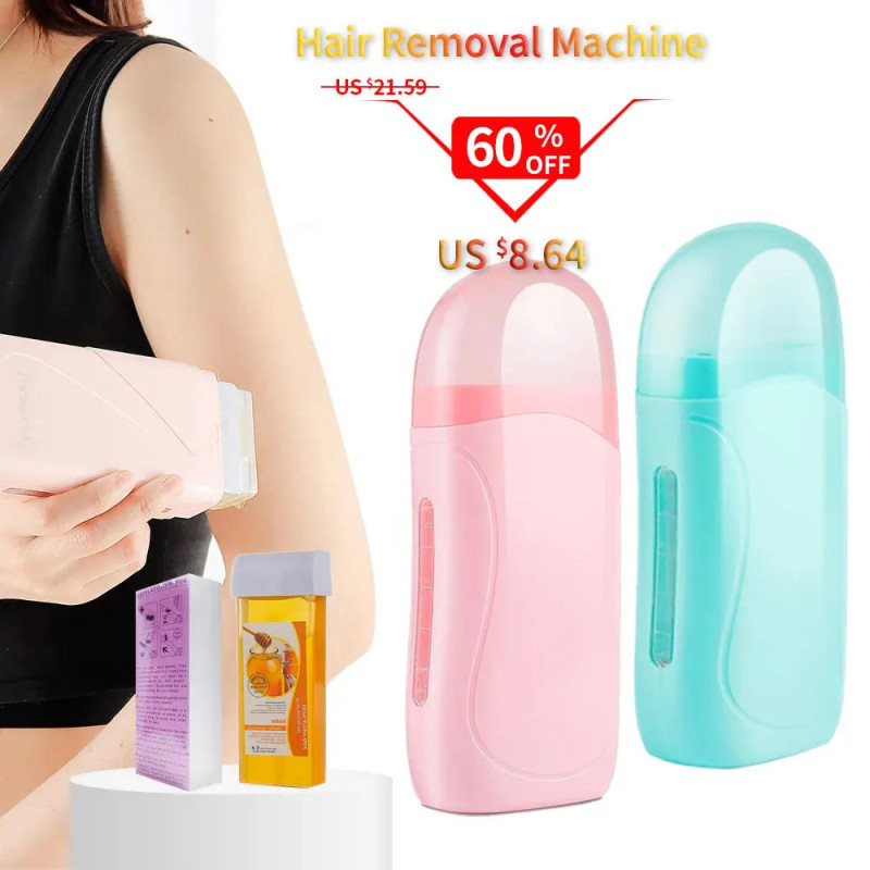 Foreverlily Roller Depilatory Wax Kit Hair Removal Waxing Kit Wax Heater Machine Roll-On Waxing Paper Facial Body Hair Epilator