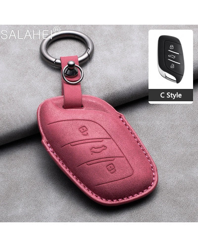 Funda de piel de oveja para llave inteligente de coche, carcasa con soporte para Roewe RX5, I5, I6, RX3, RX8, ERX5, MG, ZS, EV, 