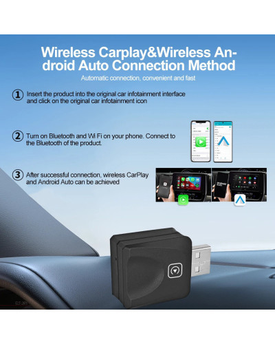 Adaptador Carplay inalámbrico 2 en 1 para Apple, iOS, Android, USB inteligente, Plug and Play, Havel, Kia, Volvo, Audi, MG, VW, 