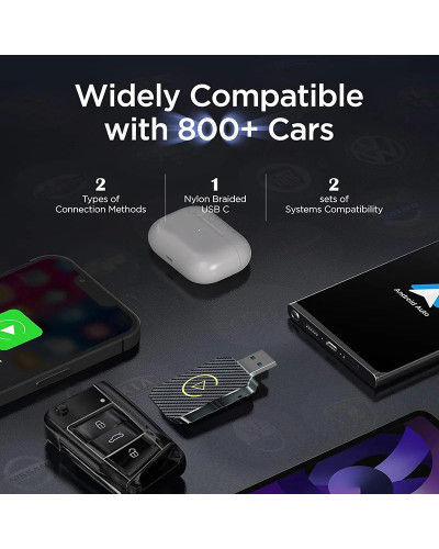 Adaptador inalámbrico Carplay para coche, Dongle inteligente 2 en 1, sistemas inteligentes de coche，android auto inalambrico，car