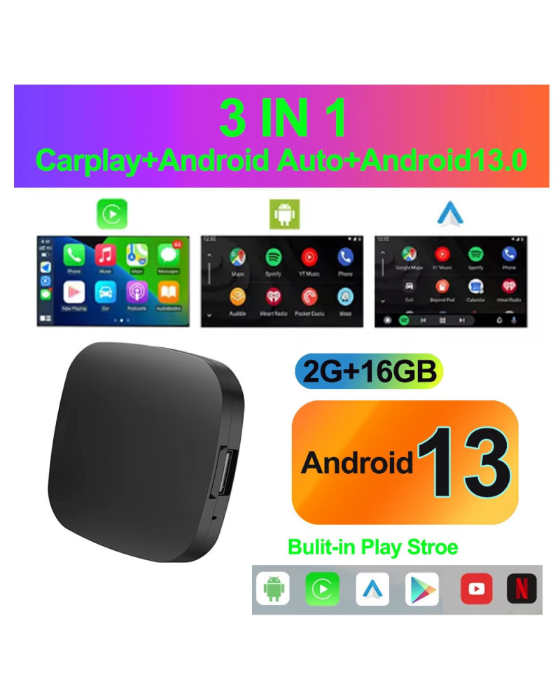 Smart TV Box con Carplay, Android 13, inalámbrico, para Youtube, Netflix, Toyota, Mazda, Hyundai, Haval, GMC, Ford, MG, VW, Kia