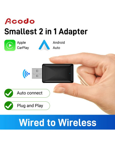 ACODO-adaptador inalámbrico Carplay para coche, Dongle inteligente 2 en 1, 2024, 5G, WIFI, para Iphone, teléfono Android, Volvo,