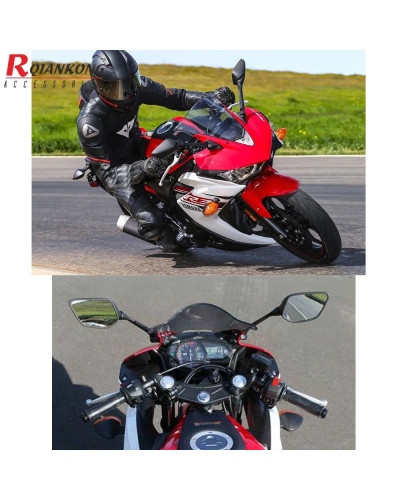 YZF R25 R3 R15 espejos retrovisores de plástico ABS para motocicleta e